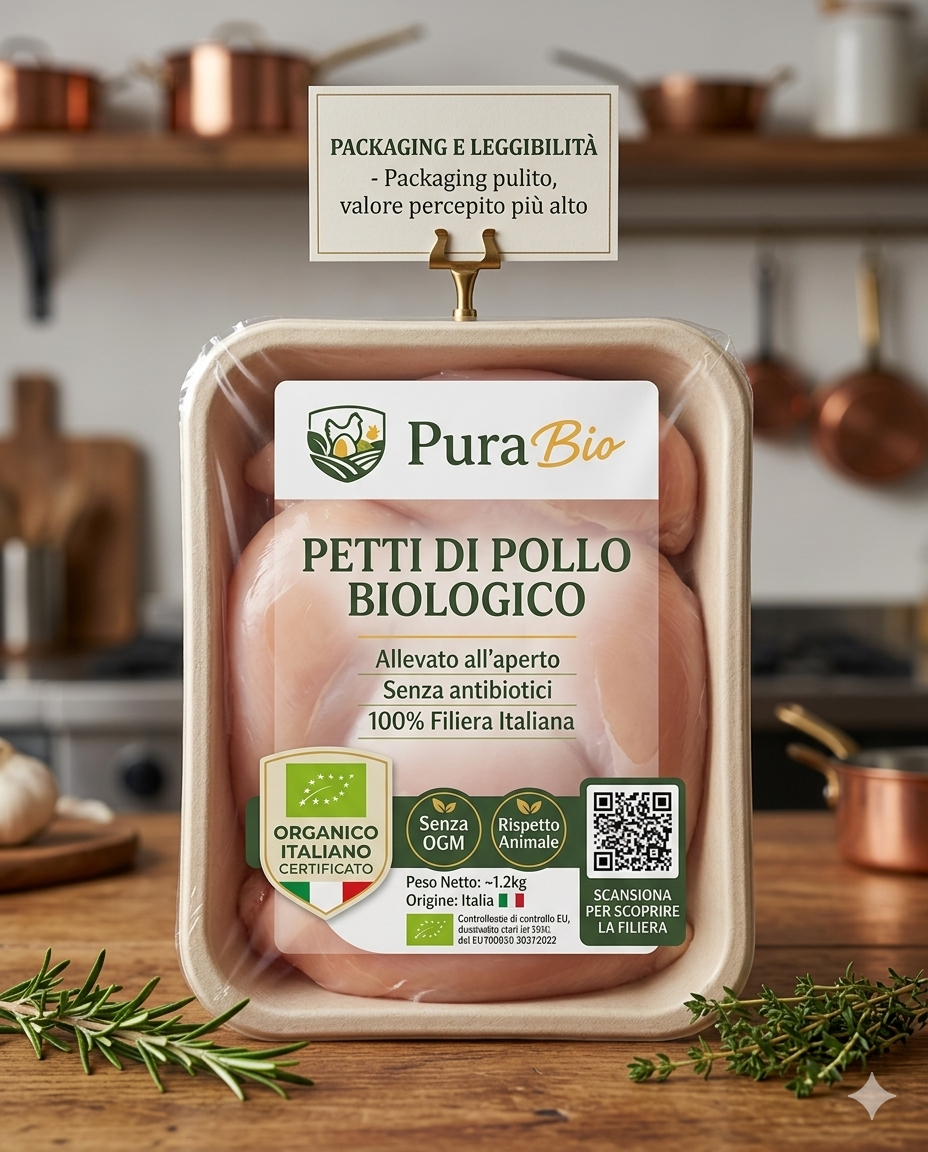 Petto di pollo packaging certificazione bio
