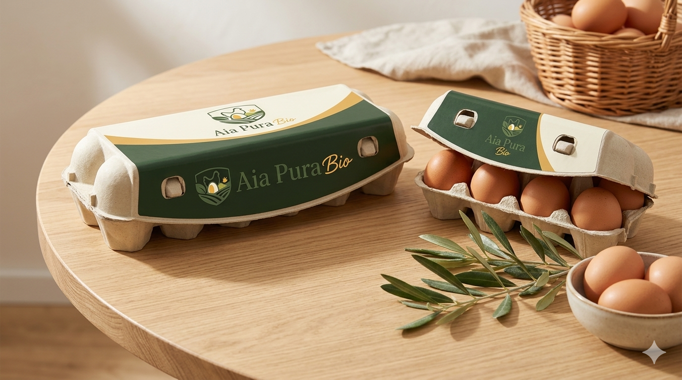 Uova pezzi packaging prodotto verde tavola